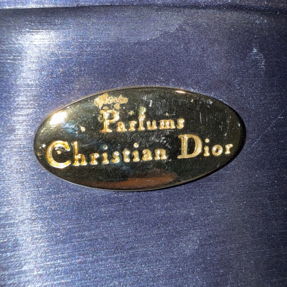 Christian Dior Parfums Cosmetic Bag Blue Vanity Toiletry Makeup Travel Pouch - Picture 5 of 8